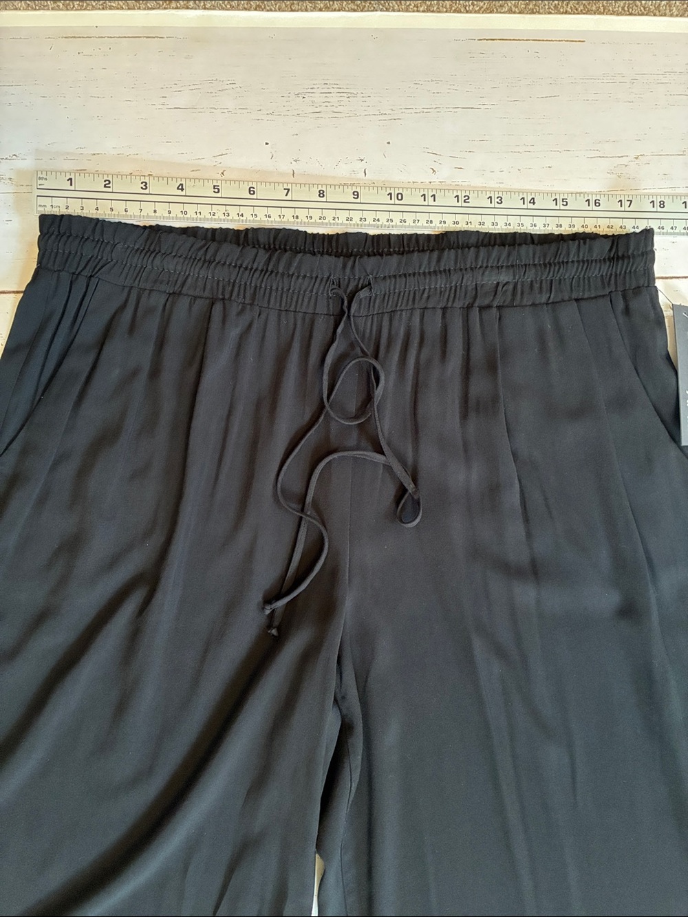 Apt. 9 Black Rayon Wide-Leg Drawstring Waist Palazzo Pants, size L, NWT - Picture 12 of 15